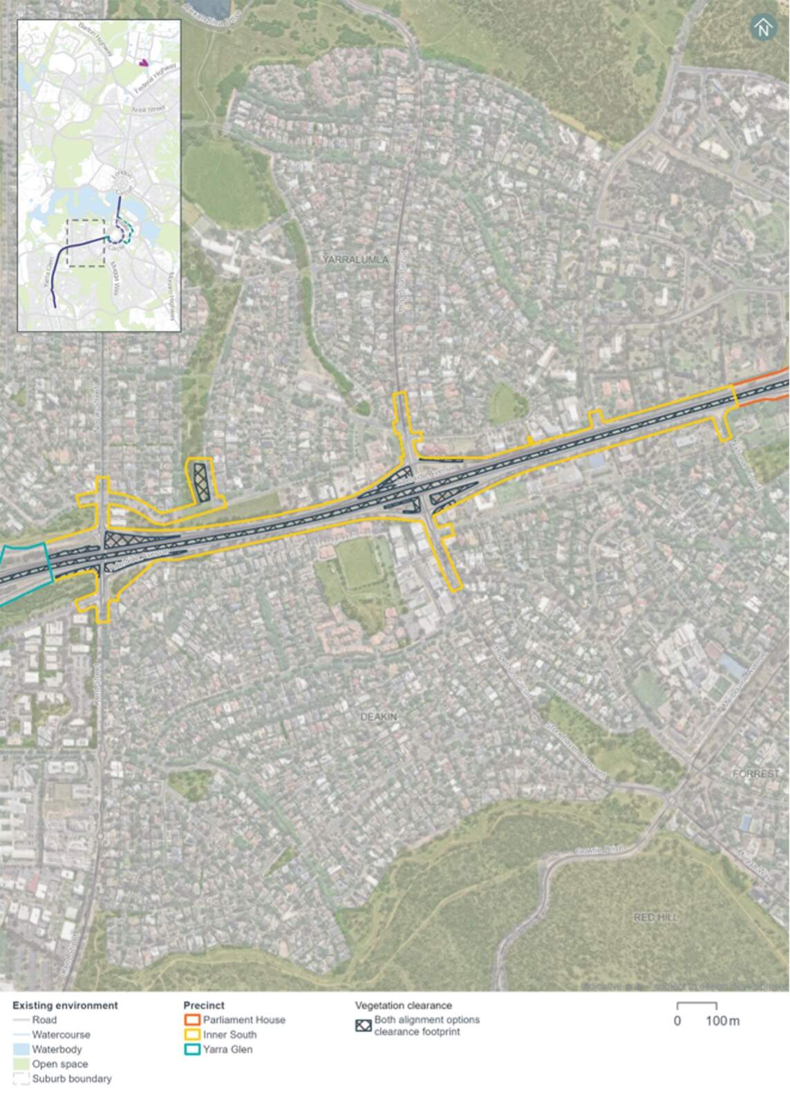 Clearance footprint in the Inner South precinct